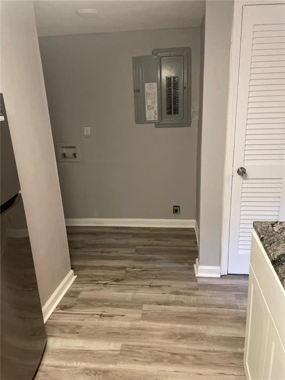 1150 Rankin St Unit D1, Stone Mountain, GA 30083 - laundry area with wood finished floors and electric panel