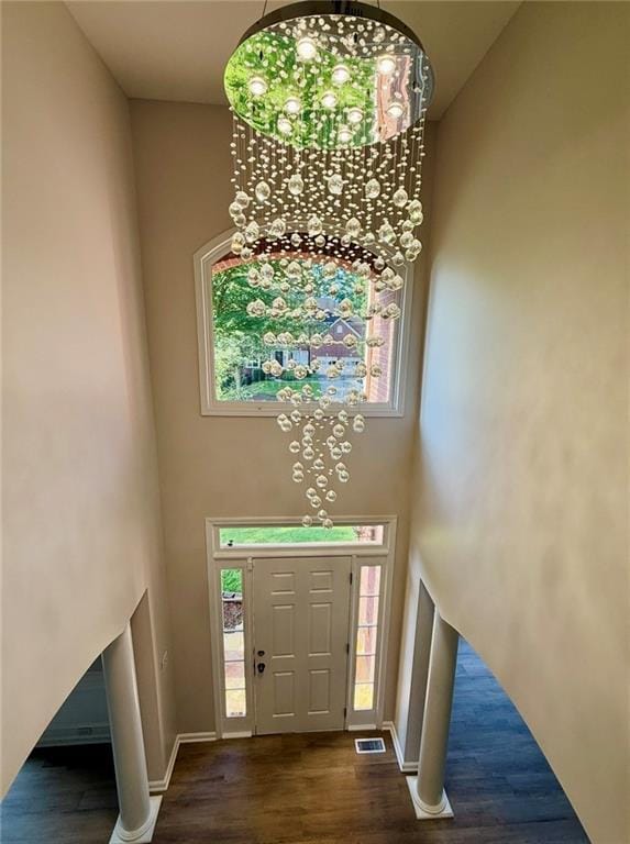 10950 Glenhurst, Duluth, GA 30097 - entryway with dark wood-style floors and a high ceiling