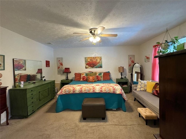 2671 Club Forest Ct SE, Conyers, GA 30013 - bedroom with carpet floors, a textured ceiling, and ceiling fan