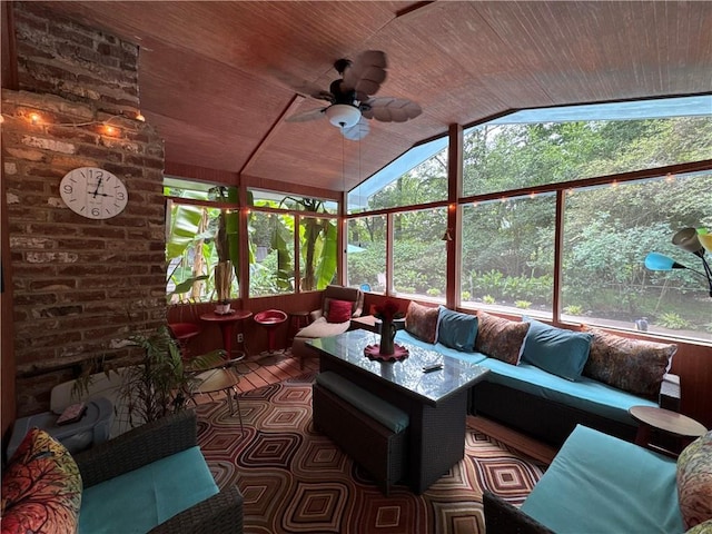 2671 Club Forest Ct SE, Conyers, GA 30013 - sunroom / solarium featuring lofted ceiling, an outdoor hangout area, and a ceiling fan