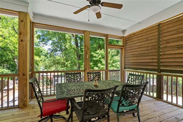 629 2nd Ave, Decatur, GA 30030 - sunroom featuring a ceiling fan, outdoor dining space, and healthy amount of natural light