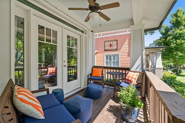 629 2nd Ave, Decatur, GA 30030 - deck featuring a ceiling fan and french doors