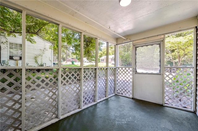 view of unfurnished sunroom