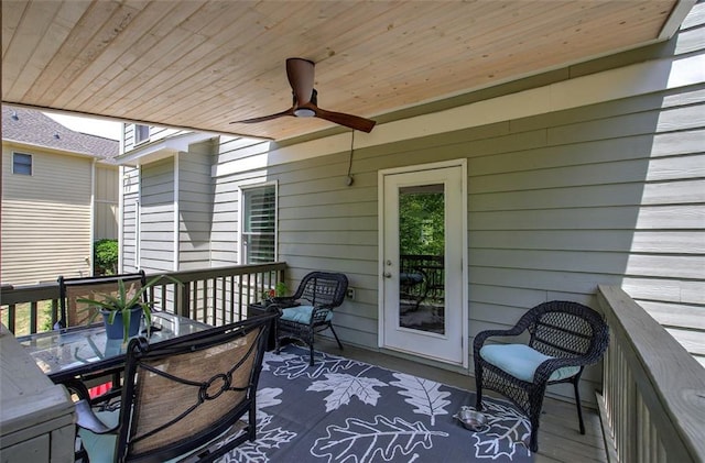 544 Pine Way, Dallas, GA 30157 - wooden terrace featuring a ceiling fan and outdoor dining area