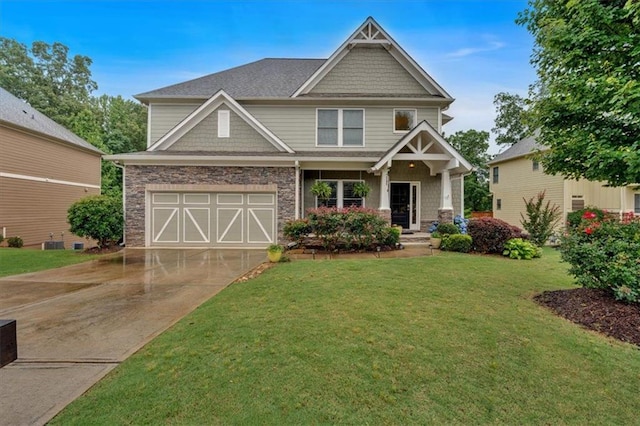 544 Pine Way, Dallas, GA 30157 - craftsman-style house featuring concrete driveway, a front yard, and a garage
