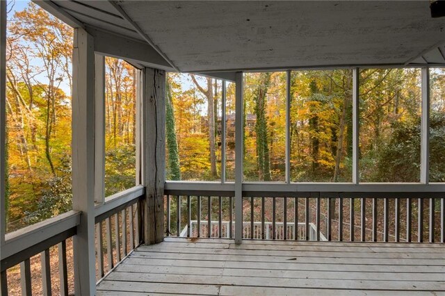 view of unfurnished sunroom