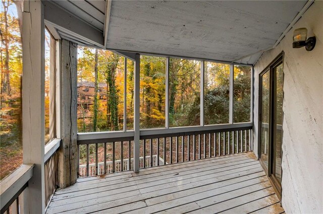 view of unfurnished sunroom