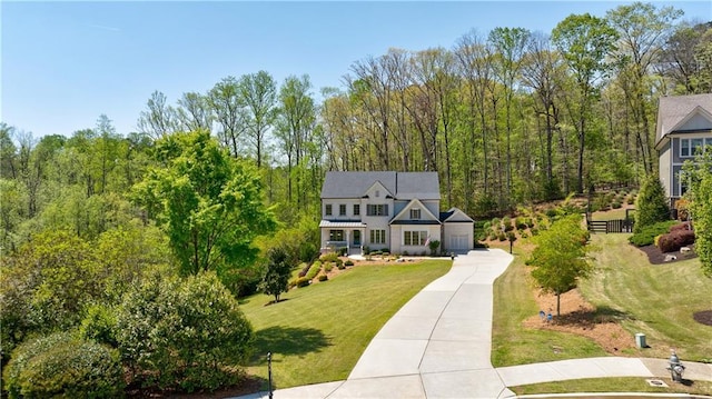 view of front of home with a front yard