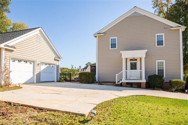 exterior space featuring a garage