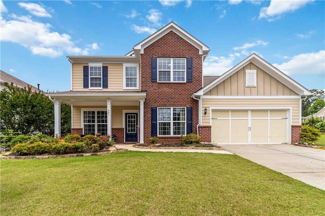441 Spring View Dr, Woodstock, GA 30188 - view of front of property with brick siding, a front lawn, concrete driveway, and a garage