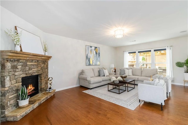 441 Spring View Dr, Woodstock, GA 30188 - living area featuring wood finished floors and a fireplace
