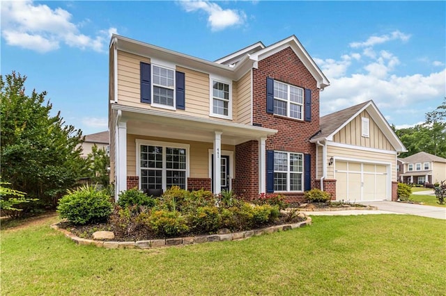 441 Spring View Dr, Woodstock, GA 30188 - traditional-style home with brick siding, concrete driveway, a garage, and a front yard