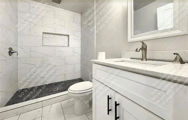 1914 N Ave NW, Atlanta, GA 30318 - bathroom with marble look tile flooring, tiled shower, and vanity