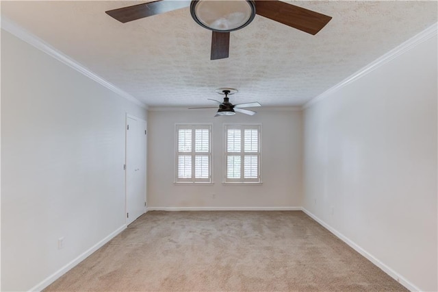 6006 Lanier Heights Cir, Buford, GA 30518 - spare room with a ceiling fan, light carpet, baseboards, crown molding, and a textured ceiling