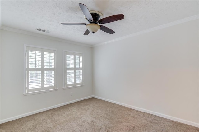 6006 Lanier Heights Cir, Buford, GA 30518 - empty room featuring ceiling fan, carpet flooring, baseboards, a textured ceiling, and ornamental molding