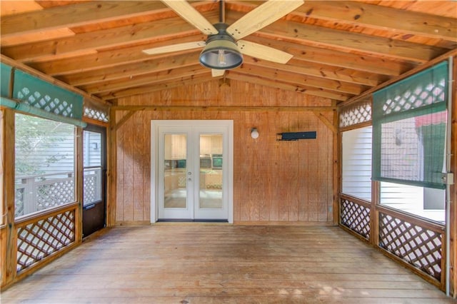 6006 Lanier Heights Cir, Buford, GA 30518 - unfurnished sunroom with ceiling fan and french doors