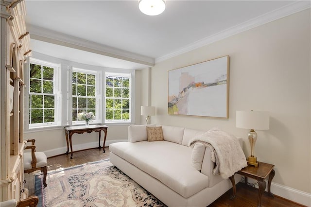 1325 Peachtree St NE Unit 401, Atlanta, GA 30309 - living area with baseboards, crown molding, and wood finished floors