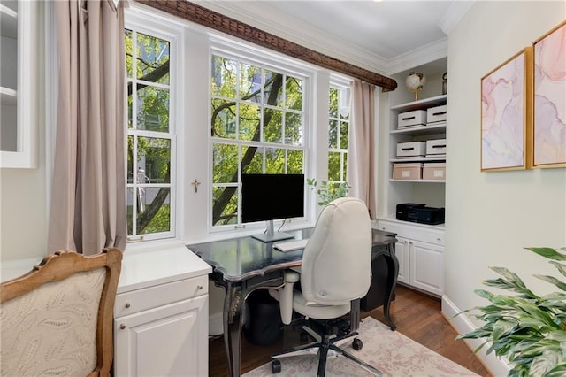 1325 Peachtree St NE Unit 401, Atlanta, GA 30309 - office with crown molding and dark wood-style flooring