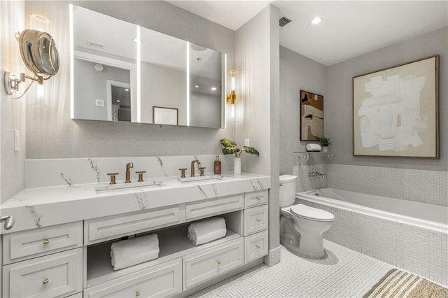 1820 Peachtree St NW Unit 804, Atlanta, GA 30309 - bathroom featuring tiled bath and vanity
