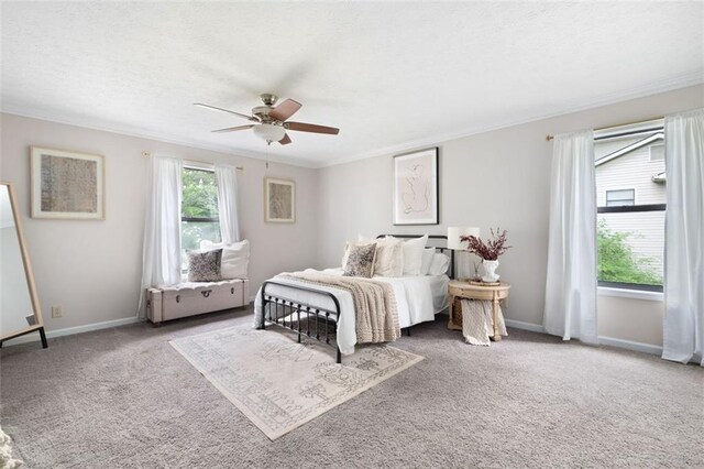 1140 Reading Dr NW, Acworth, GA 30102 - bedroom with crown molding, carpet, and a ceiling fan