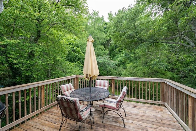 1140 Reading Dr NW, Acworth, GA 30102 - wooden deck with outdoor dining area and a forest view
