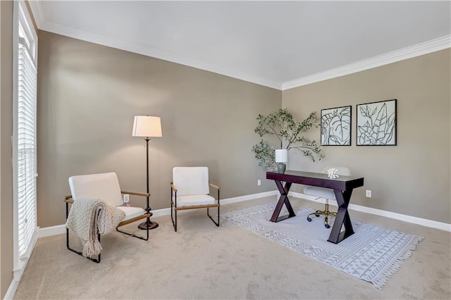 1215 Wynridge Xing, Alpharetta, GA 30005 - office area with crown molding, carpet floors, and baseboards