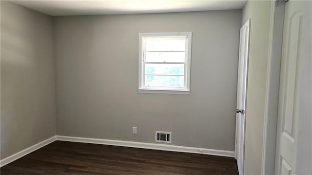 empty room with dark hardwood / wood-style floors