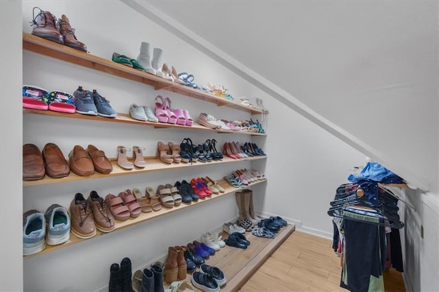 spacious closet with light wood-type flooring