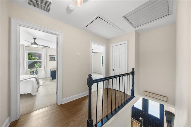 hallway featuring dark hardwood / wood-style floors