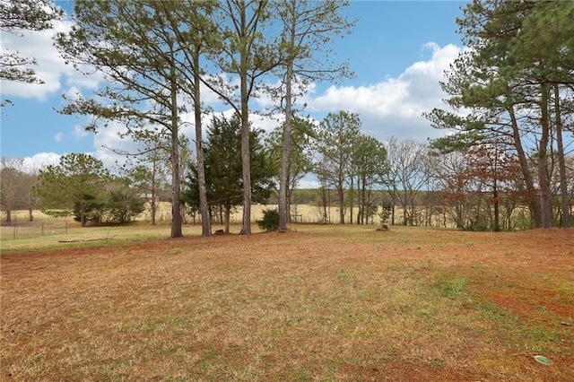 view of yard with a rural view and fence