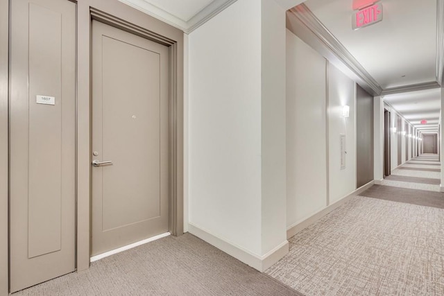 hallway with crown molding