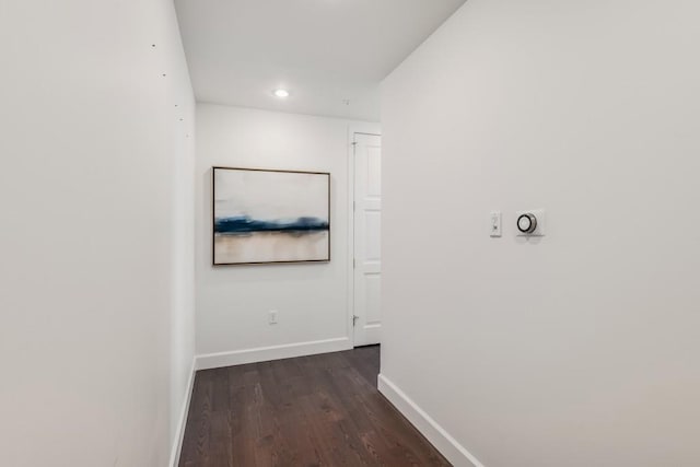 hall featuring dark wood-type flooring