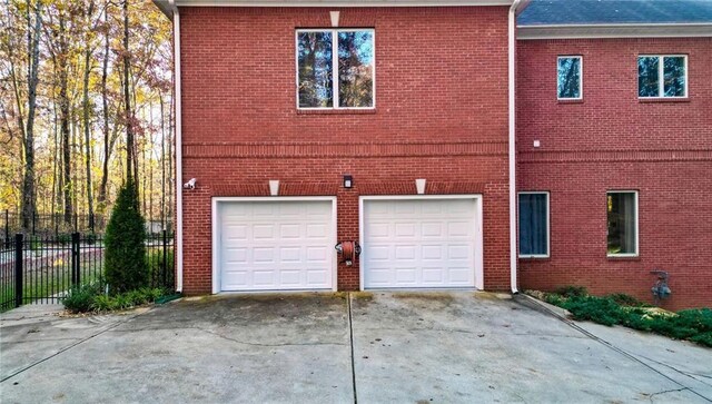 exterior space with a garage