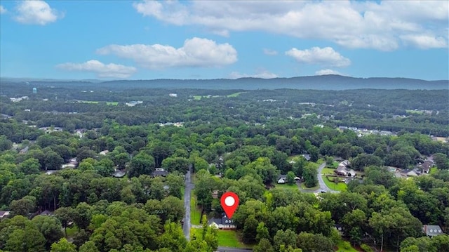 aerial view with a mountain view