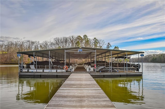 dock area featuring a water view