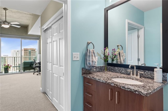 943 Peachtree St NE Unit 1910, Atlanta, GA 30309 - bathroom featuring a ceiling fan and vanity