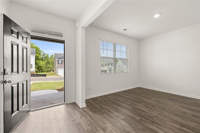 foyer featuring dark wood-type flooring