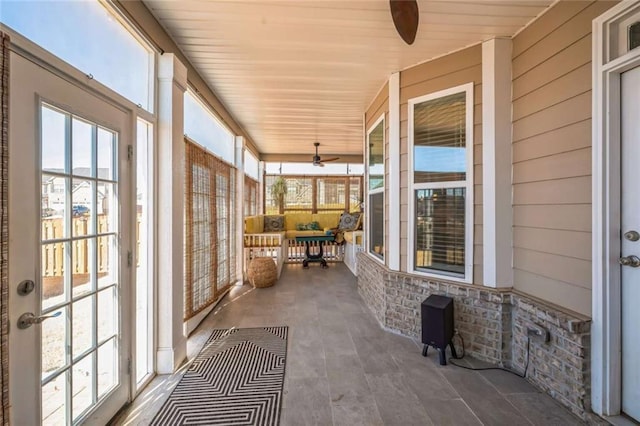 view of unfurnished sunroom