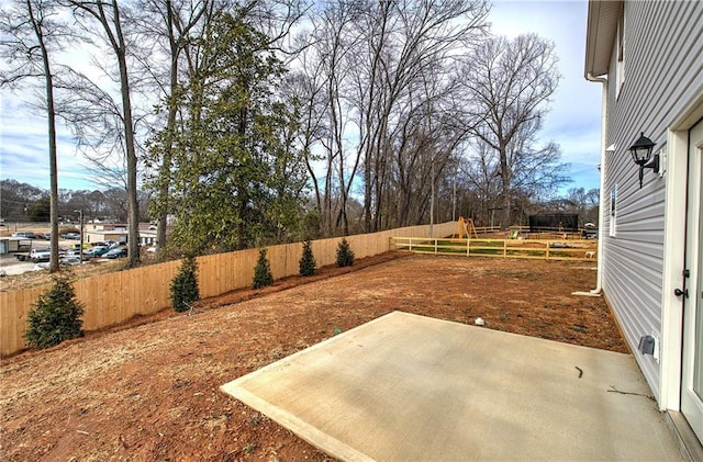 view of yard with a patio area and a fenced backyard