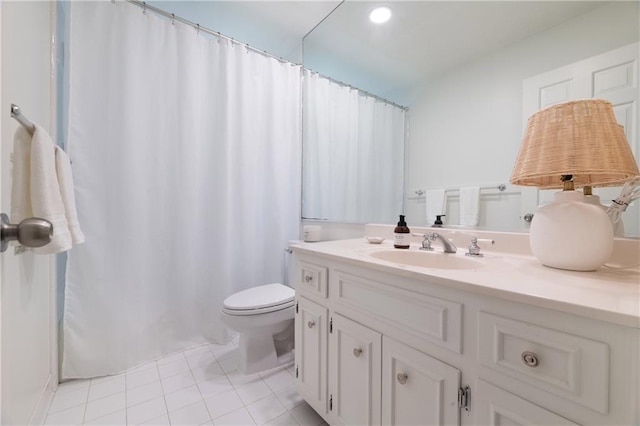 6960 Hunters Branch Dr, Atlanta, GA 30328 - full bathroom featuring vanity, tile patterned flooring, and recessed lighting