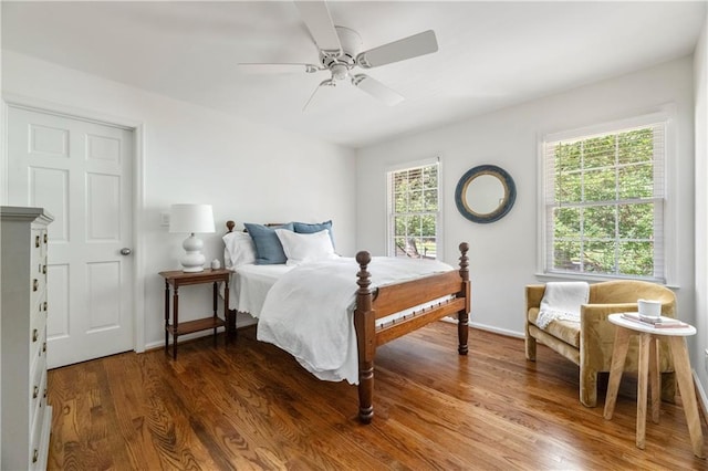 6960 Hunters Branch Dr, Atlanta, GA 30328 - bedroom with wood finished floors and a ceiling fan
