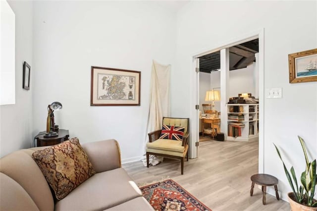 living area featuring light hardwood / wood-style flooring