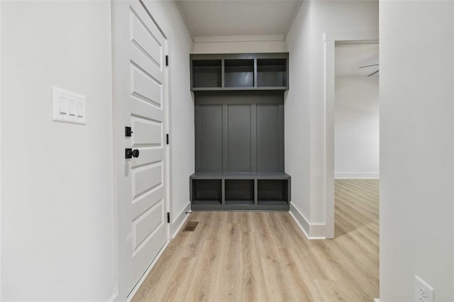 mudroom with light wood-type flooring