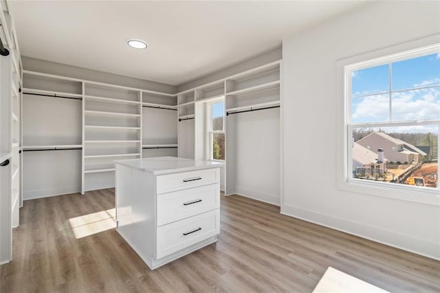 spacious closet featuring light wood-type flooring