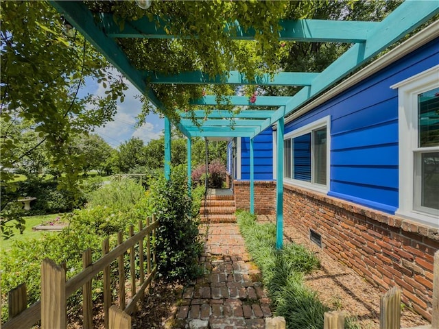 5130 Dearing St, Covington, GA 30014 - view of patio / terrace with stairway and a pergola