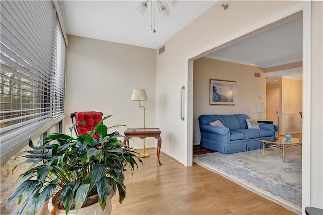 living room featuring light hardwood / wood-style floors