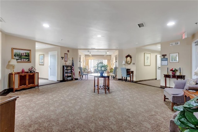 living room featuring carpet flooring