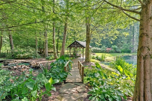 3122 Harmony Rd, Temple, GA 30179 - view of yard featuring a gazebo and a wooded view