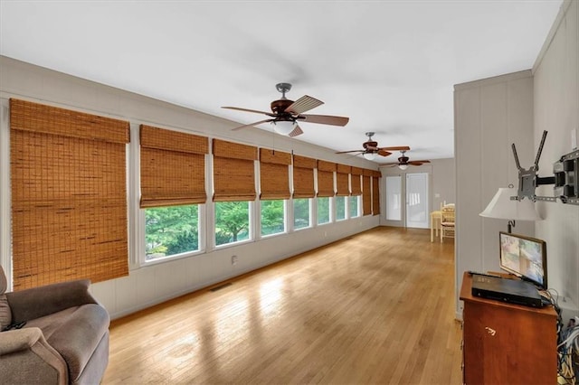 3122 Harmony Rd, Temple, GA 30179 - living room with light wood-style flooring and a ceiling fan