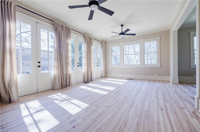 unfurnished sunroom with french doors and visible vents